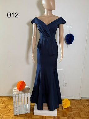 Off-Shoulder Navy Evening Gown